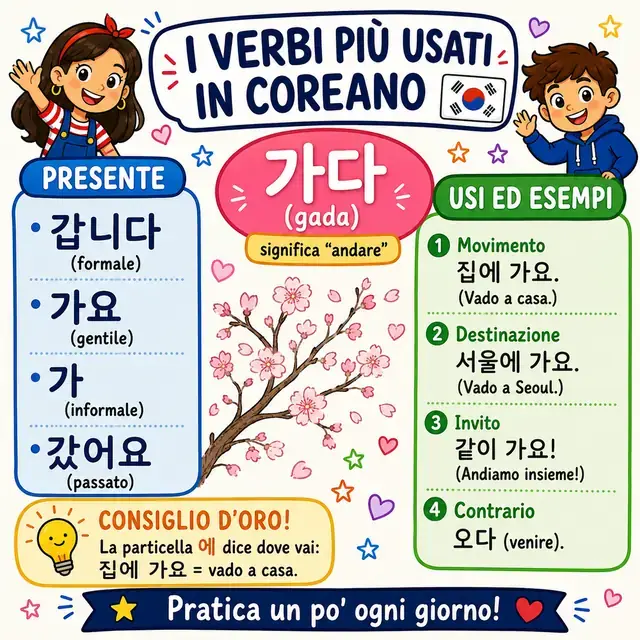 Mappa mentale: verbo 가다 (ANDARE)